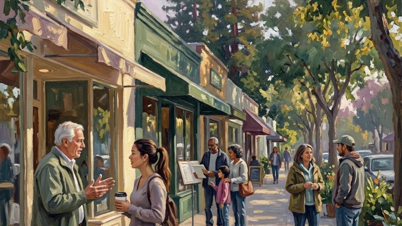 Monet-inspired impressionist illustration with people, created for Palo Alto Business Loans.